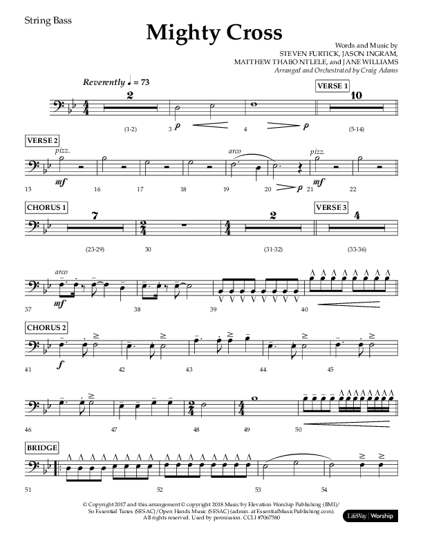 Mighty Cross (Choral Anthem SATB) String Bass (Lifeway Choral / Arr. Craig Adams)