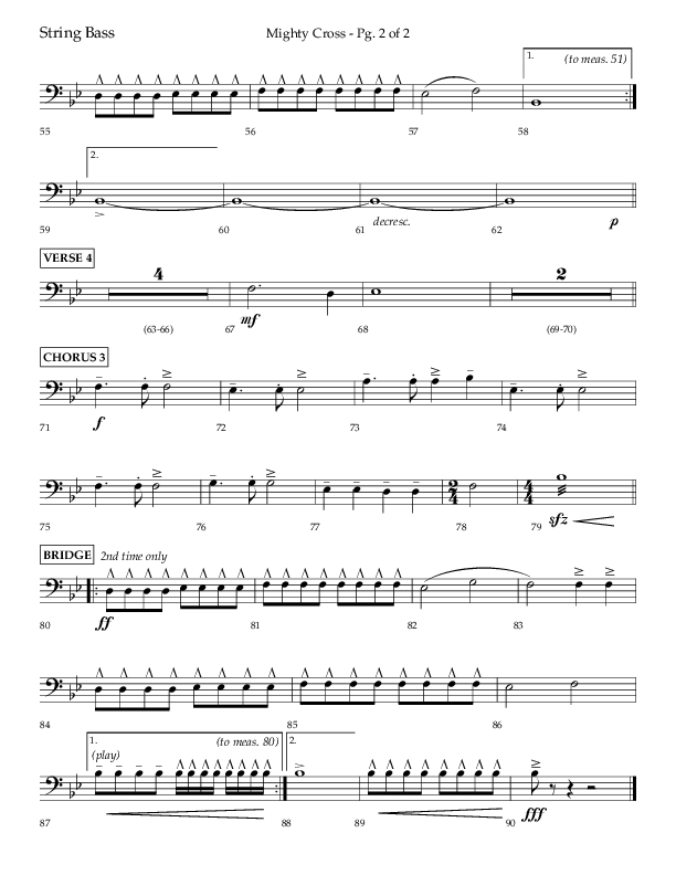 Mighty Cross (Choral Anthem SATB) String Bass (Lifeway Choral / Arr. Craig Adams)