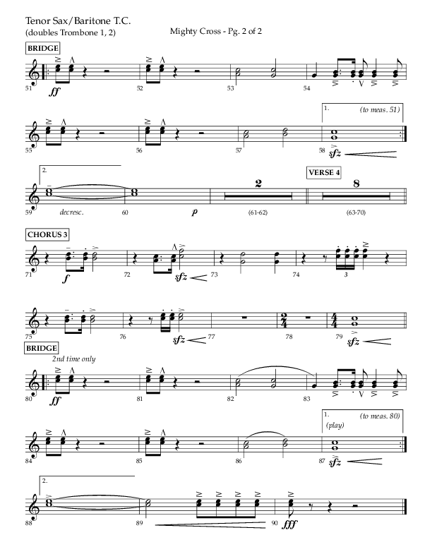 Mighty Cross (Choral Anthem SATB) Tenor Sax/Baritone T.C. (Lifeway Choral / Arr. Craig Adams)