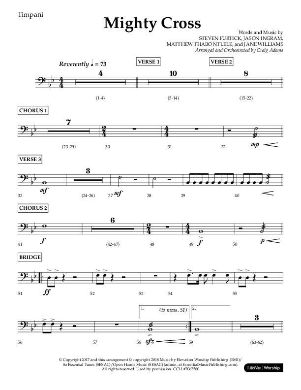 Mighty Cross (Choral Anthem SATB) Timpani (Lifeway Choral / Arr. Craig Adams)