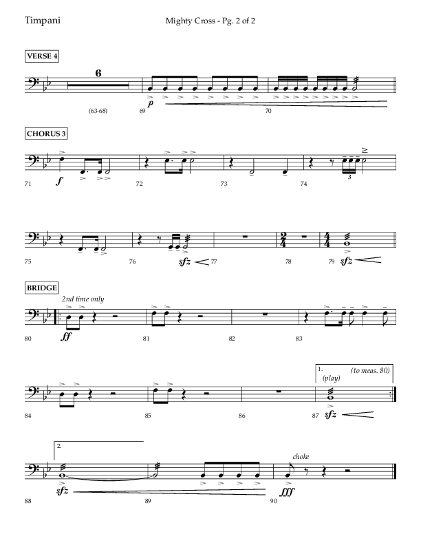 Mighty Cross (Choral Anthem SATB) Timpani (Lifeway Choral / Arr. Craig Adams)