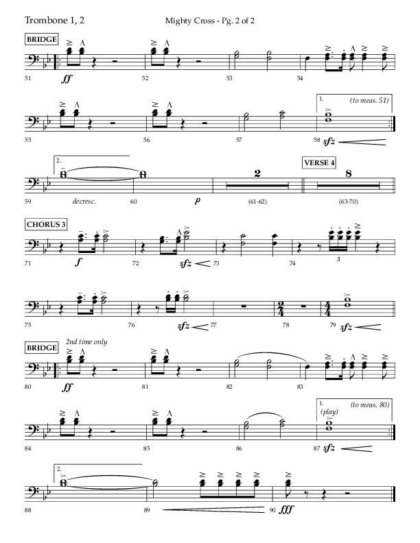 Mighty Cross (Choral Anthem SATB) Trombone 1/2 (Lifeway Choral / Arr. Craig Adams)