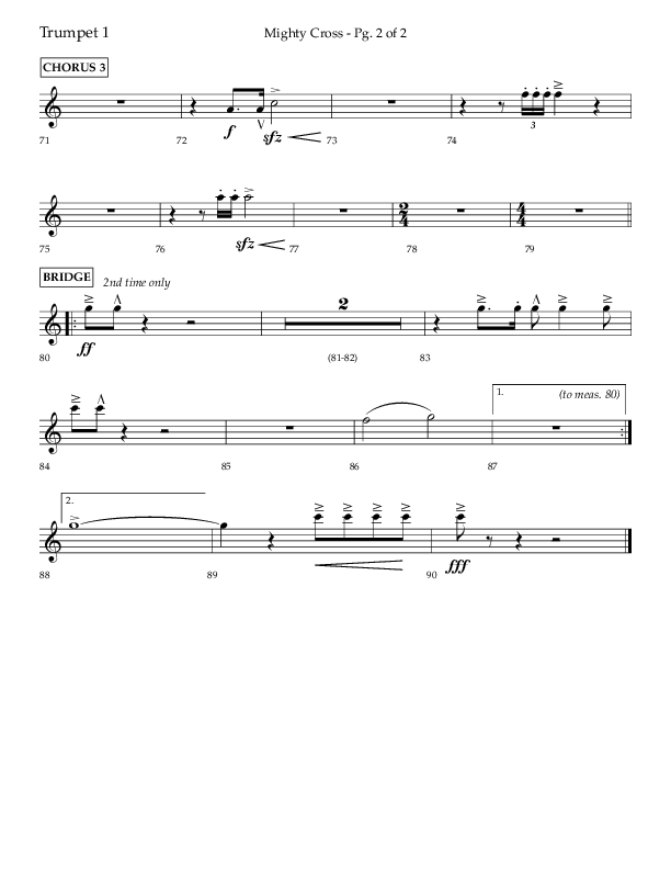 Mighty Cross (Choral Anthem SATB) Trumpet 1 (Lifeway Choral / Arr. Craig Adams)