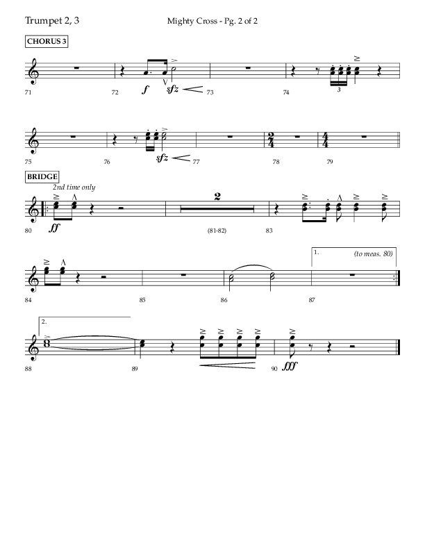 Mighty Cross (Choral Anthem SATB) Trumpet 2/3 (Lifeway Choral / Arr. Craig Adams)