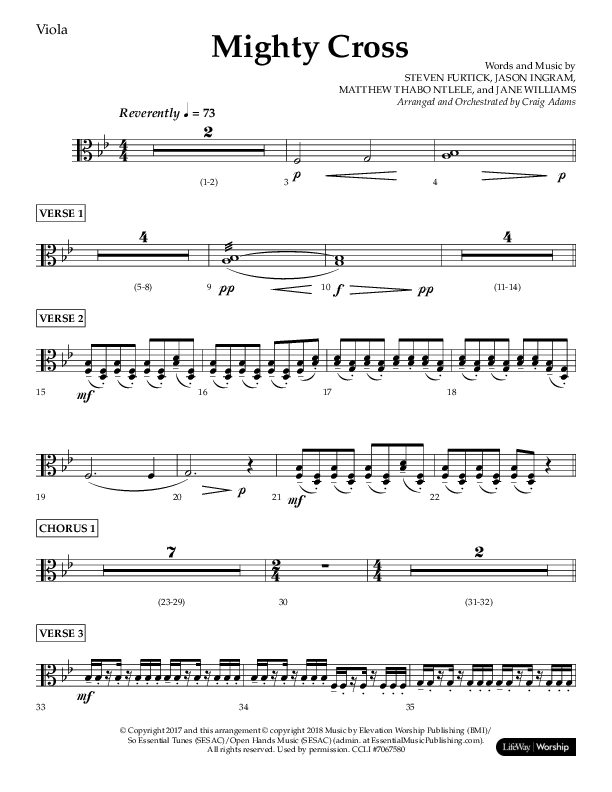 Mighty Cross (Choral Anthem SATB) Viola (Lifeway Choral / Arr. Craig Adams)