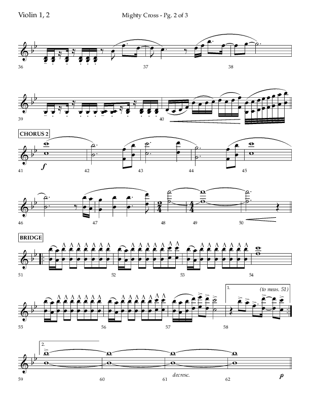 Mighty Cross (Choral Anthem SATB) Violin 1/2 (Lifeway Choral / Arr. Craig Adams)