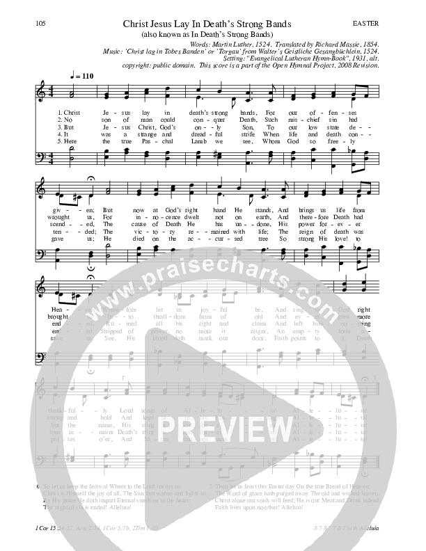 Christ Jesus Lay In Death's Strong Bands Hymn Sheet (SATB) (Traditional Hymn)