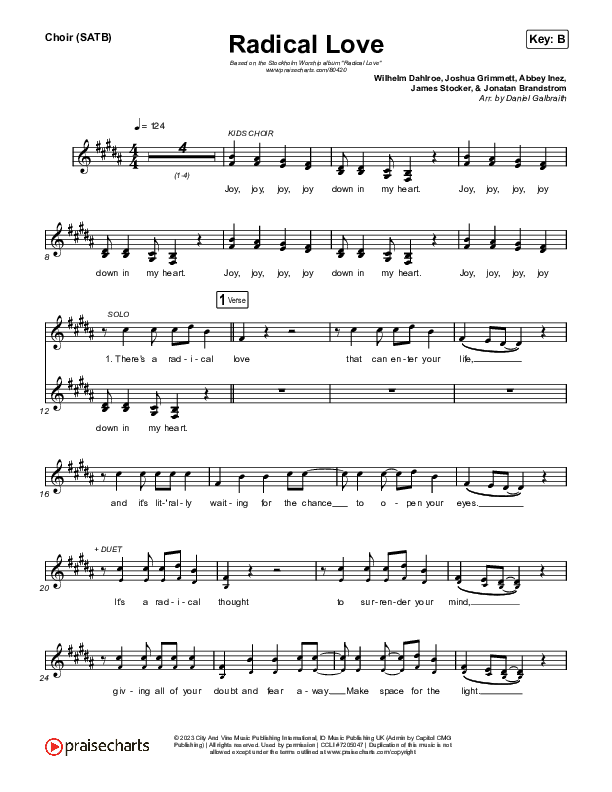 Radical Love Choir Sheet (SATB) (Stockholm Worship)