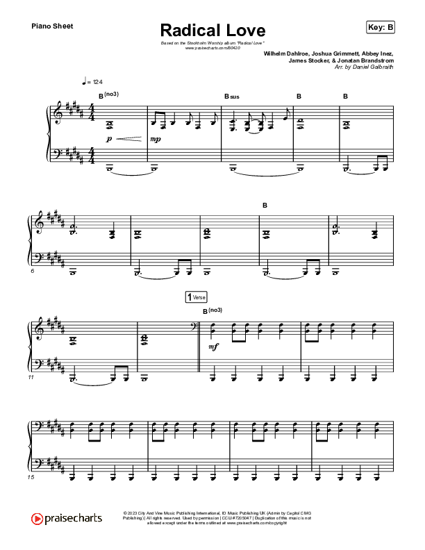 Radical Love Piano Sheet (Stockholm Worship)