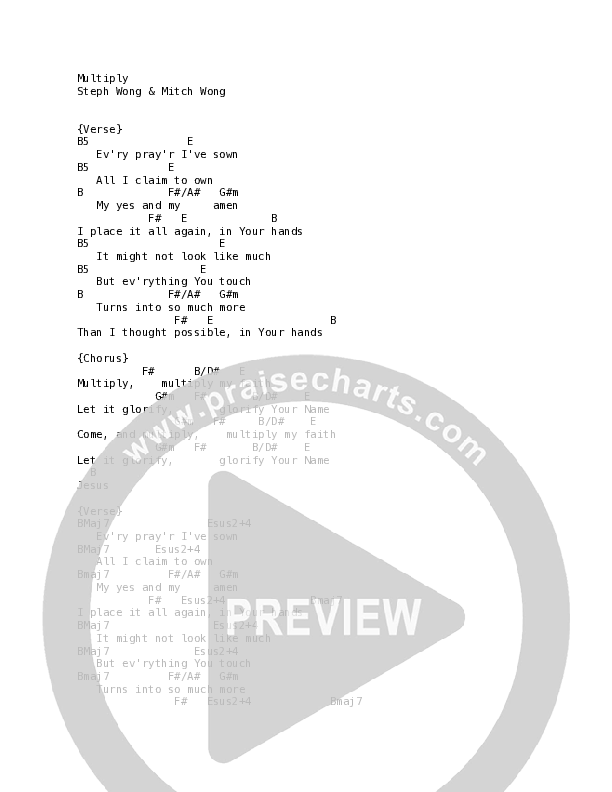 Multiply Chord Chart (Mitch Wong / Steph Wong)