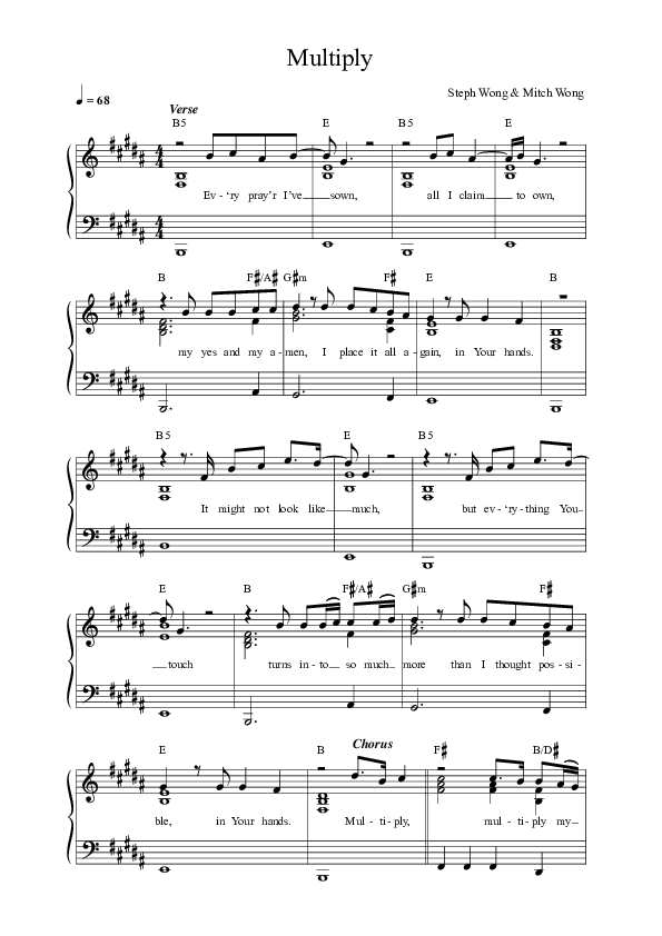 Multiply Lead Sheet Melody (Mitch Wong / Steph Wong)