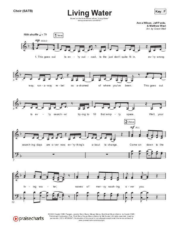 Living Water Choir Sheet (SATB) (Anne Wilson)