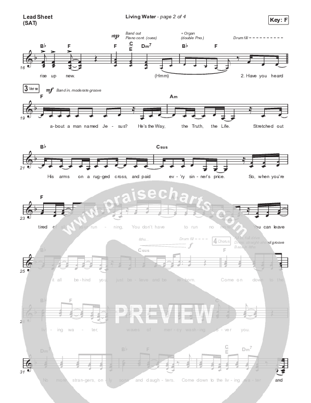 Living Water Lead Sheet (SAT) (Anne Wilson)