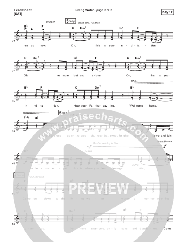 Living Water Lead Sheet (SAT) (Anne Wilson)