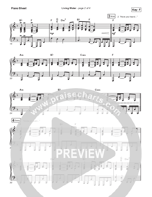 Living Water Piano Sheet (Anne Wilson)