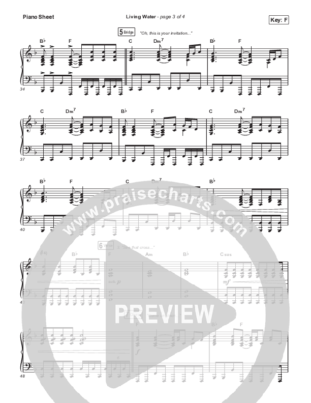 Living Water Piano Sheet (Anne Wilson)