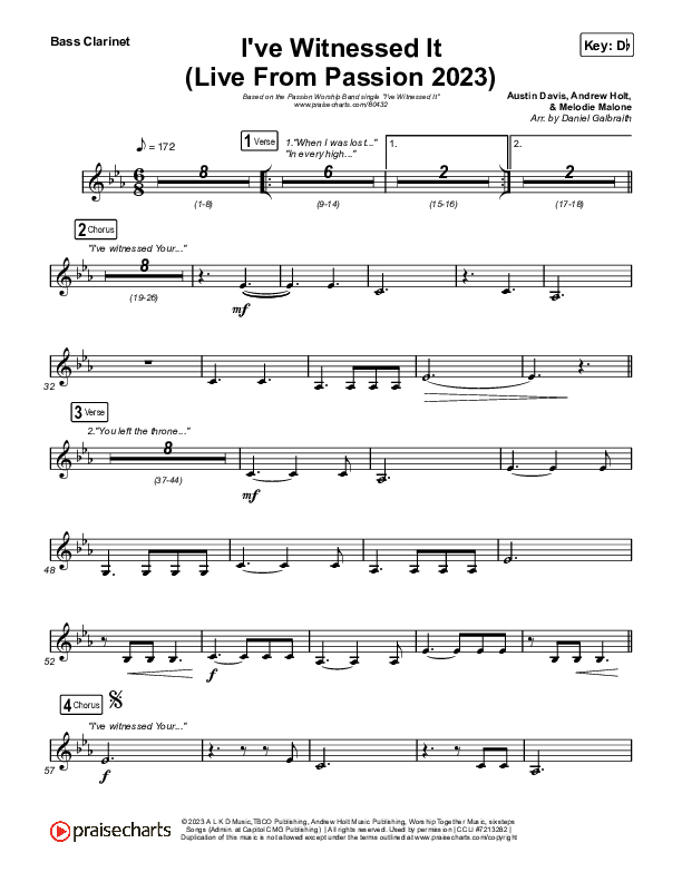 I've Witnessed It (Live From Passion 2023) Bass Clarinet (Passion / Melodie Malone)