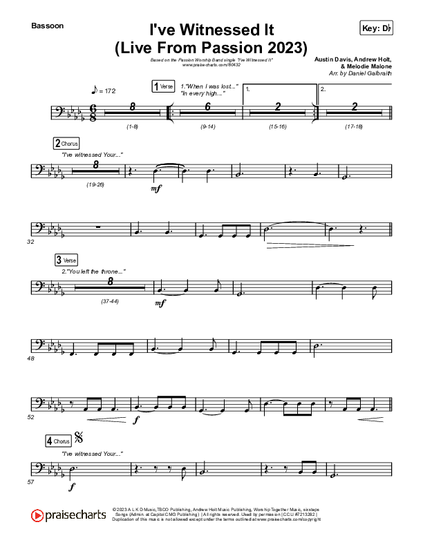 I've Witnessed It (Live From Passion 2023) Bassoon (Passion / Melodie Malone)