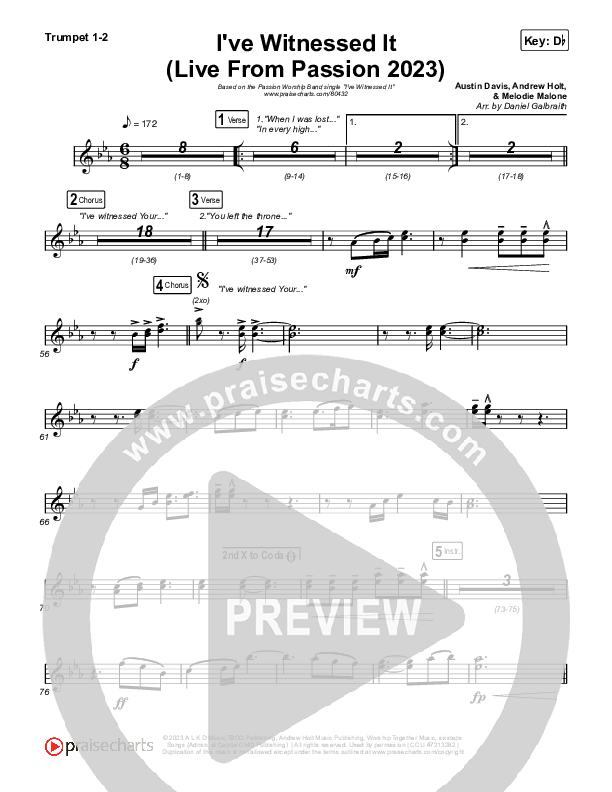 I've Witnessed It (Live From Passion 2023) Trumpet 1,2 (Passion / Melodie Malone)