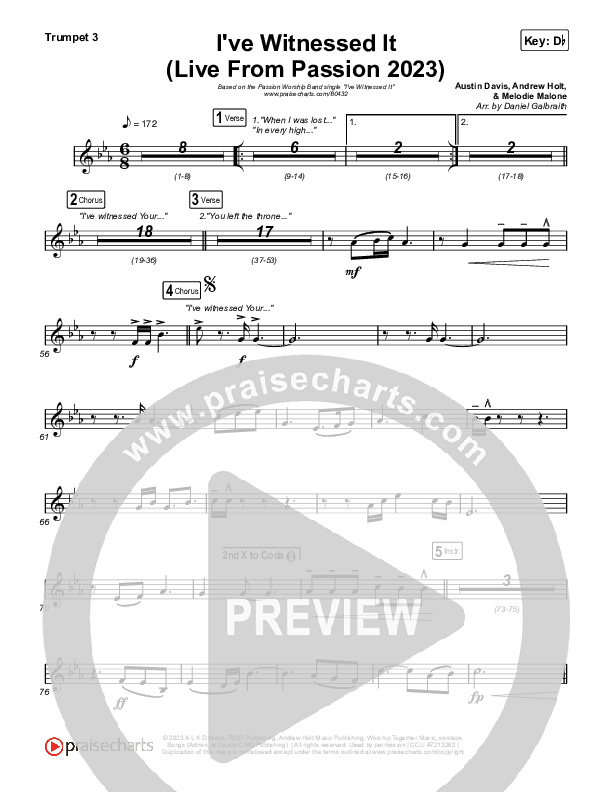 I've Witnessed It (Live From Passion 2023) Trumpet 1,2 (Passion / Melodie Malone)