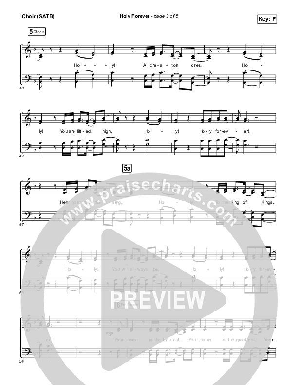 Holy Forever Choir Sheet (SATB) (Bethel Music)