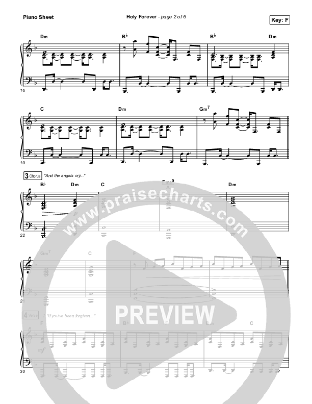 Holy Forever Piano Sheet (Bethel Music)