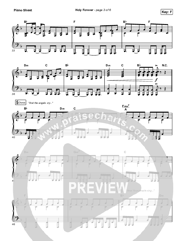 Holy Forever Piano Sheet (Bethel Music)