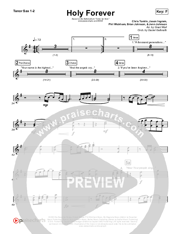 Holy Forever Sax Pack (Bethel Music)