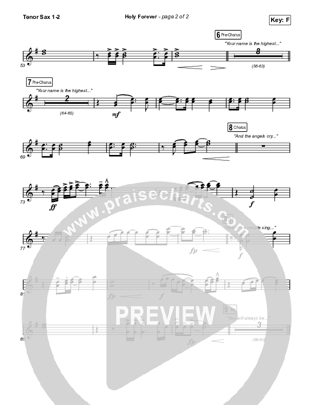 Holy Forever Tenor Sax 1,2 (Bethel Music)
