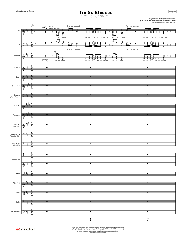 I'm So Blessed (Choral Anthem SATB) Orchestration (CAIN / Arr. Phil Nitz)