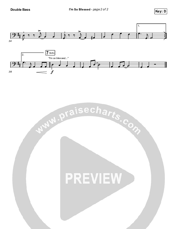 I'm So Blessed (Choral Anthem SATB) Double Bass (CAIN / Arr. Phil Nitz)