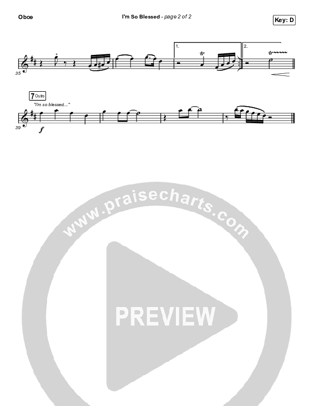 I'm So Blessed (Choral Anthem SATB) Oboe (CAIN / Arr. Phil Nitz)