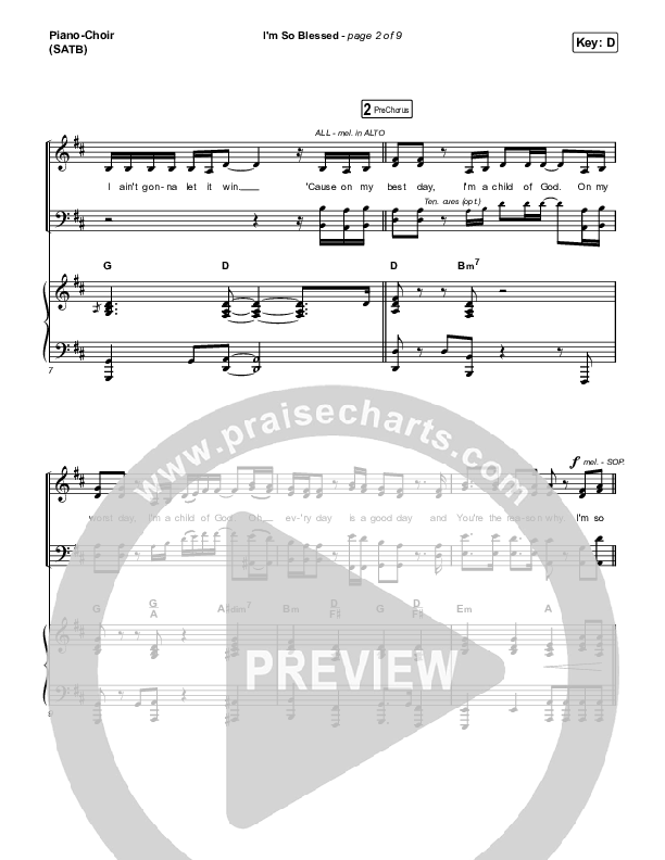I'm So Blessed (Choral Anthem SATB) Piano/Vocal (Print Only) (CAIN / Arr. Phil Nitz)
