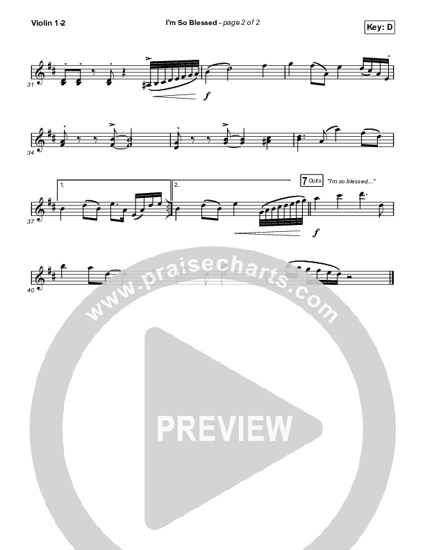 I'm So Blessed (Choral Anthem SATB) Violin 1/2 (CAIN / Arr. Phil Nitz)