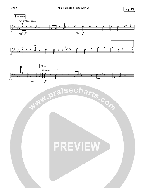 I'm So Blessed (Worship Choir/SAB) Cello (CAIN / Arr. Phil Nitz)