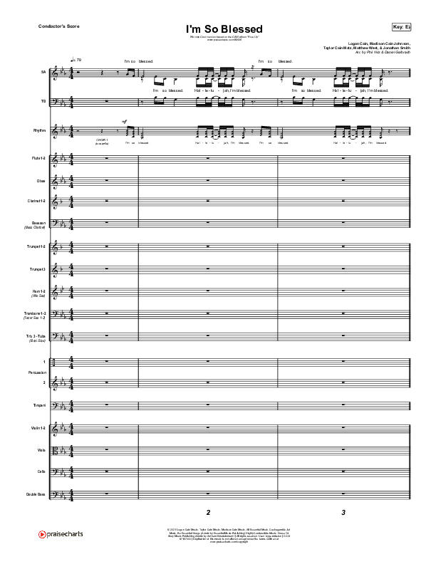 I'm So Blessed (Worship Choir/SAB) Conductor's Score (CAIN / Arr. Phil Nitz)