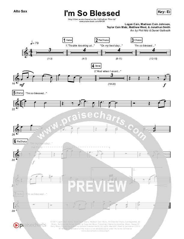 I'm So Blessed (Sing It Now) Sax Pack (CAIN / Arr. Phil Nitz)