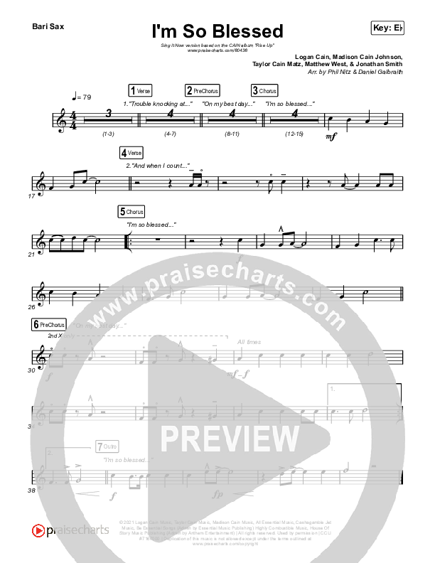 I'm So Blessed (Sing It Now) Sax Pack (CAIN / Arr. Phil Nitz)