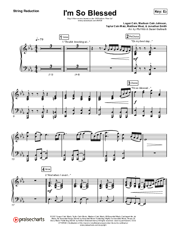 I'm So Blessed (Sing It Now) String Reduction (CAIN / Arr. Phil Nitz)
