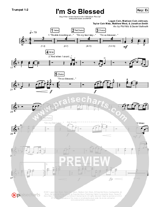 I'm So Blessed (Sing It Now) Brass Pack (CAIN / Arr. Phil Nitz)