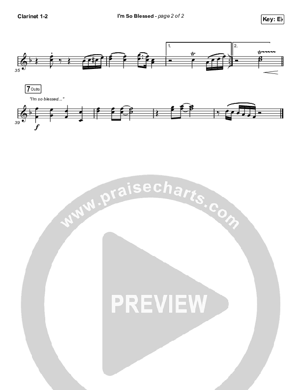 I'm So Blessed (Unison/2-Part) Clarinet 1/2 (CAIN / Arr. Phil Nitz)