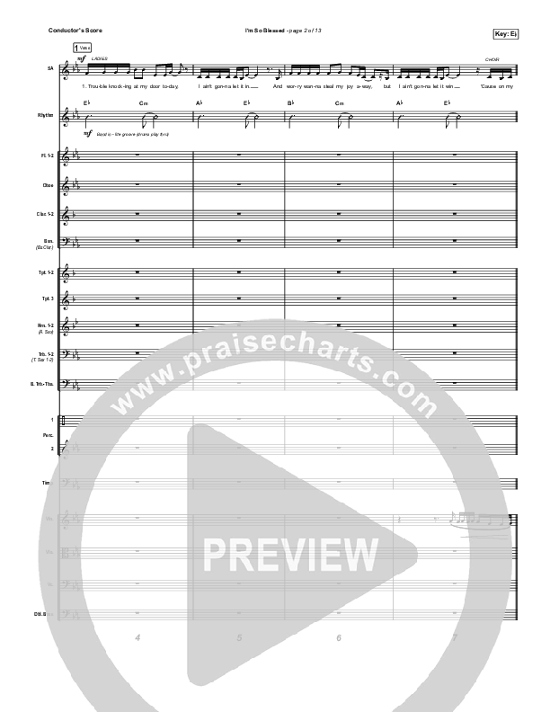 I'm So Blessed (Unison/2-Part) Conductor's Score (CAIN / Arr. Phil Nitz)