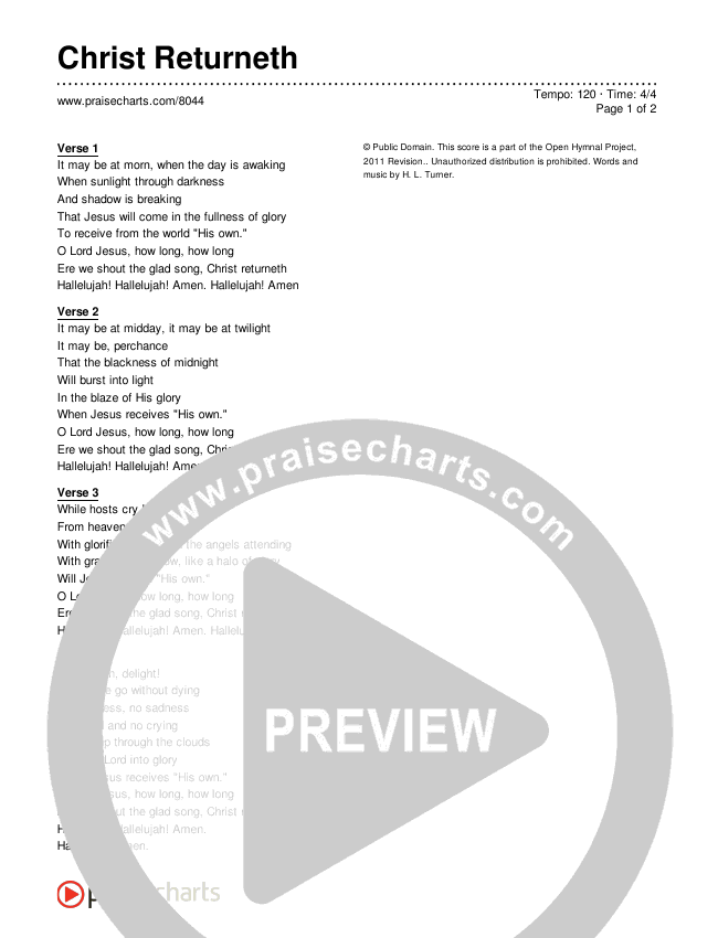 Christ Returneth Lyrics (Traditional Hymn)