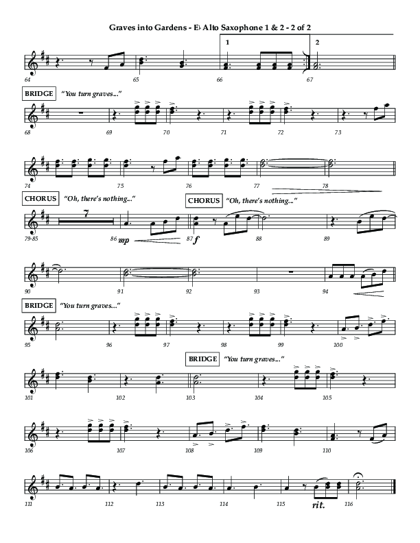 Graves Into Gardens (Choral Anthem SATB) Alto Sax 1/2 (Lifeway Choral / Arr. Jared Haschek / Orch. Kyle Hill)