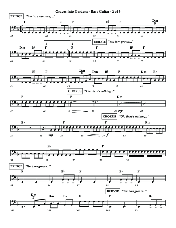 Graves Into Gardens (Choral Anthem SATB) Bass Guitar (Lifeway Choral / Arr. Jared Haschek / Orch. Kyle Hill)