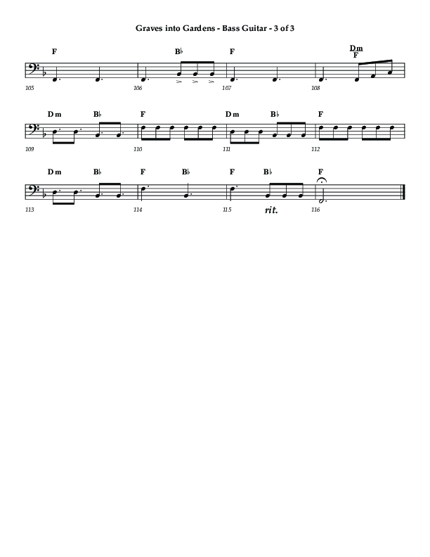 Graves Into Gardens (Choral Anthem SATB) Bass Guitar (Lifeway Choral / Arr. Jared Haschek / Orch. Kyle Hill)