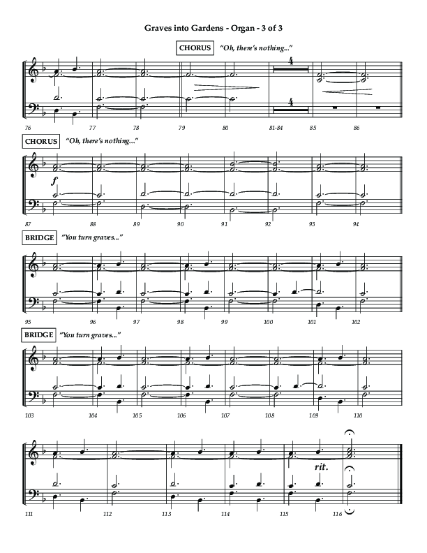 Graves Into Gardens (Choral Anthem SATB) Organ (Lifeway Choral / Arr. Jared Haschek / Orch. Kyle Hill)