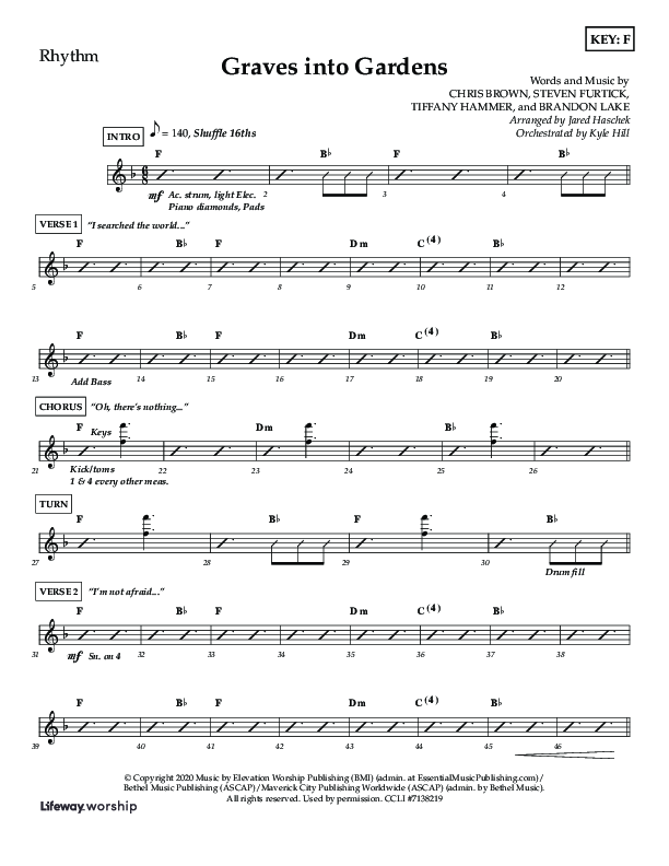 Graves Into Gardens (Choral Anthem SATB) Lead Melody & Rhythm (Lifeway Choral / Arr. Jared Haschek / Orch. Kyle Hill)