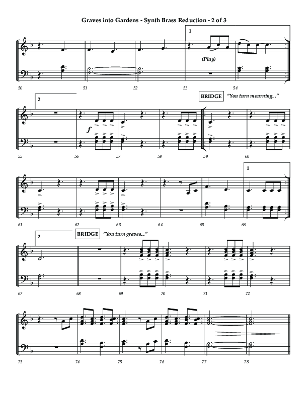 Graves Into Gardens (Choral Anthem SATB) Synth Brass (Lifeway Choral / Arr. Jared Haschek / Orch. Kyle Hill)