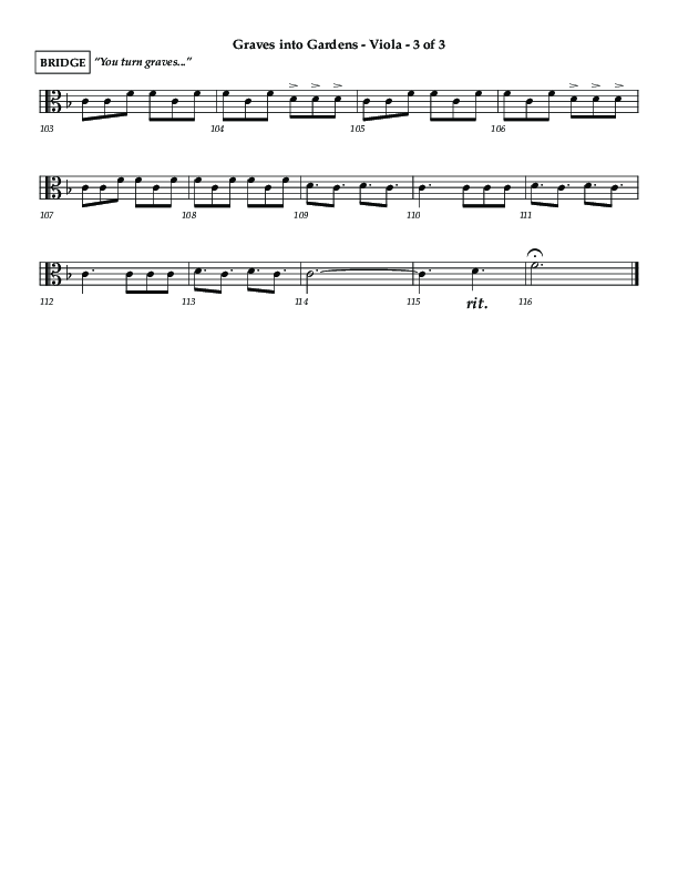 Graves Into Gardens (Choral Anthem SATB) Viola (Lifeway Choral / Arr. Jared Haschek / Orch. Kyle Hill)